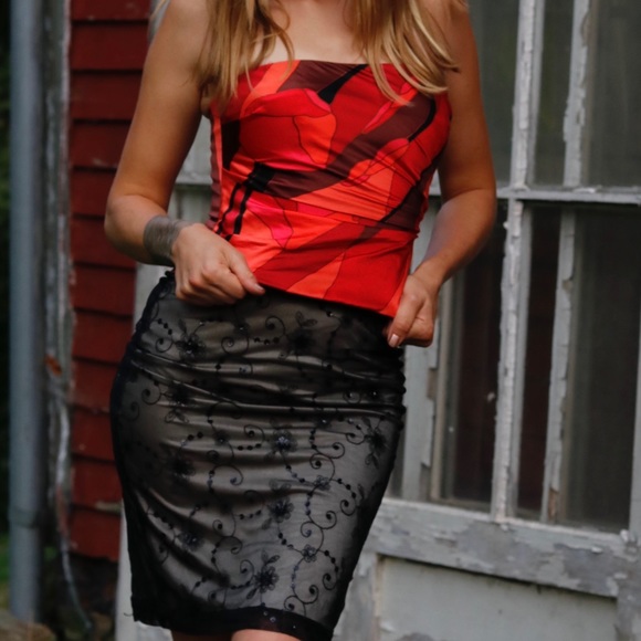 Kay Unger Tops - Kay UNGER Red Silk Tube Top